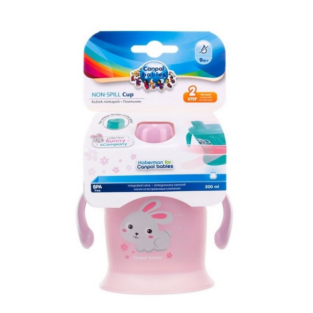 CANPOL BABY NON SPILL CUP WITH HANDLES - BUNNY & COMPANY (PINK) 200ML